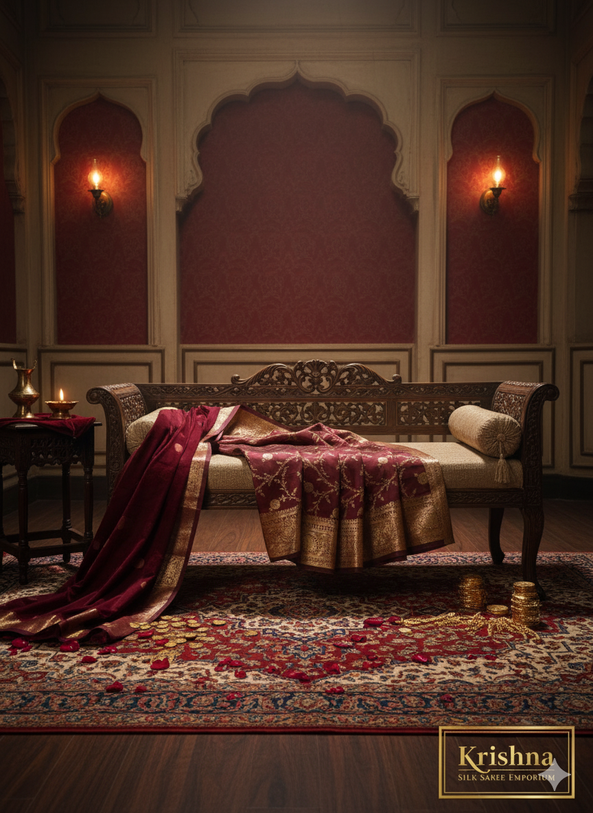 Banarasi Woven Silk Maroon Saree
