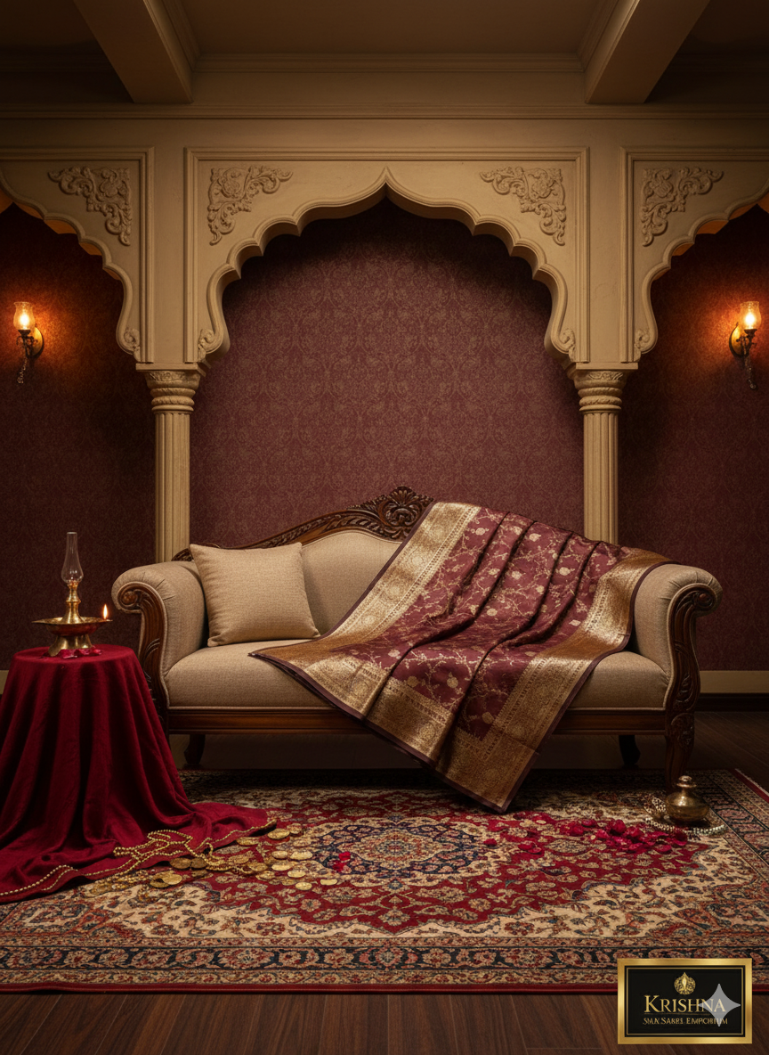 Banarasi Woven Silk Maroon Saree