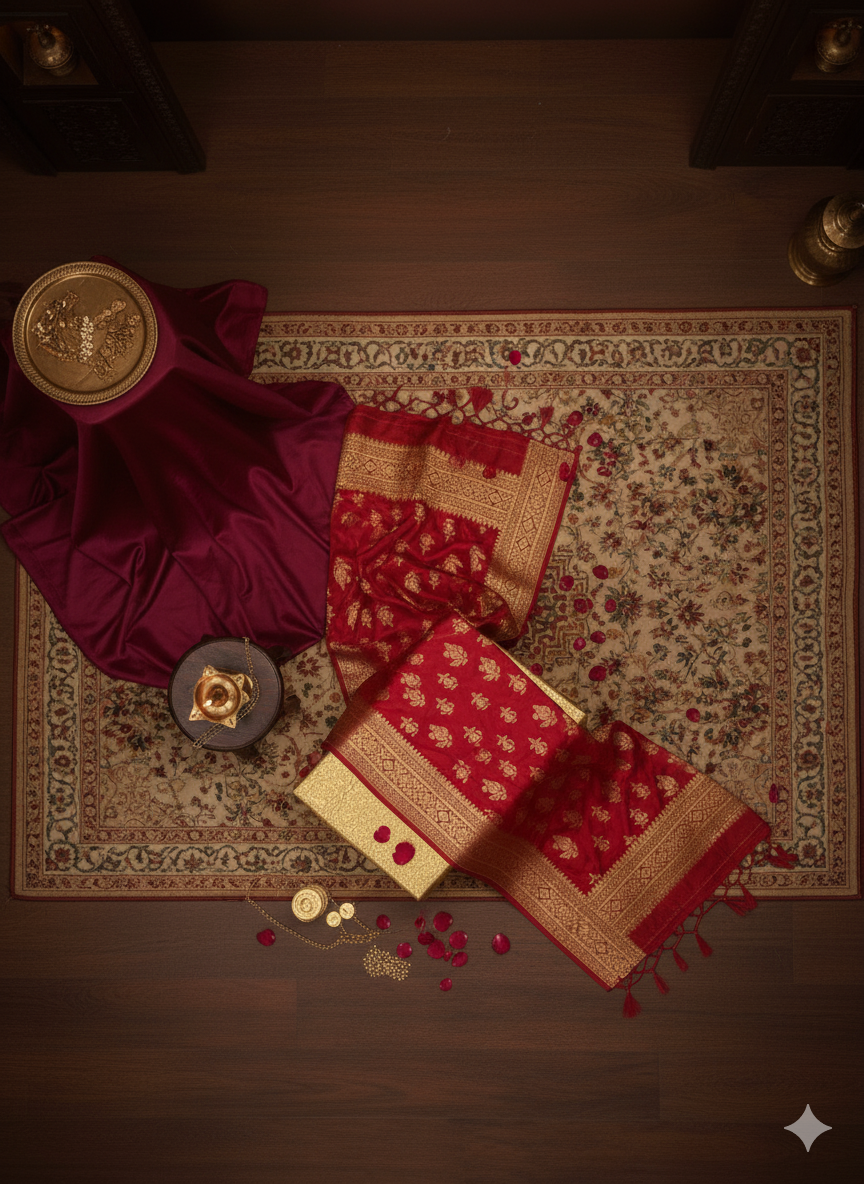 Banarasi Woven Red Silk Saree