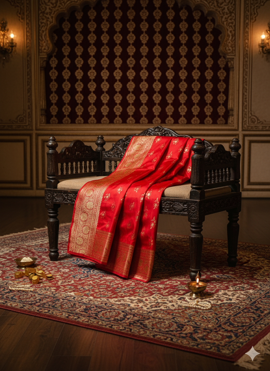 Banarasi Woven Red Silk Saree