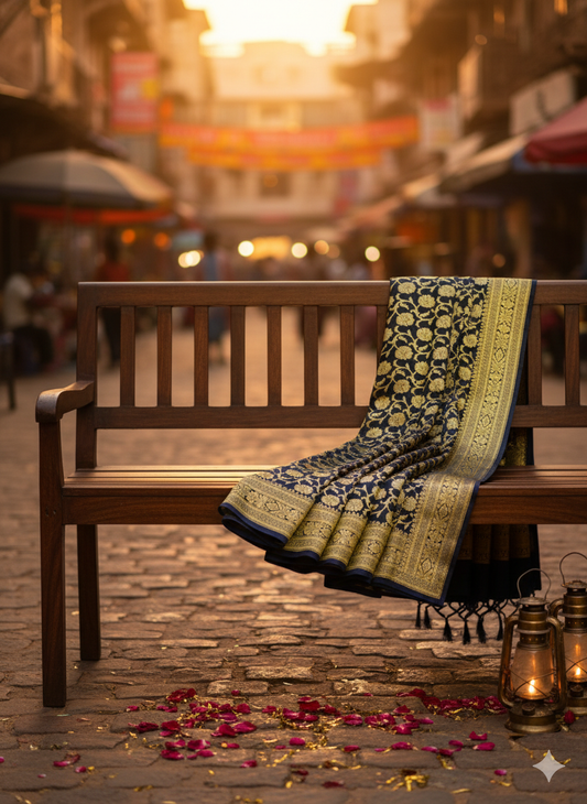 Banarasi Silk Woven Royal Blue Saree