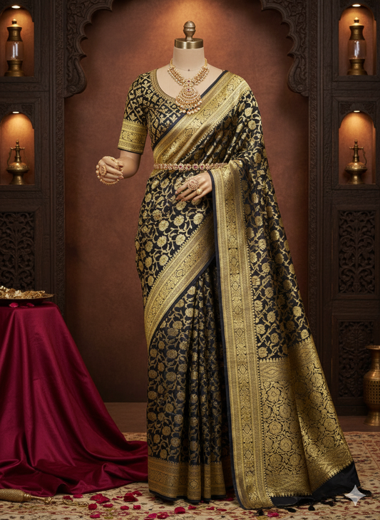 Banarasi Silk Woven Royal Blue Saree