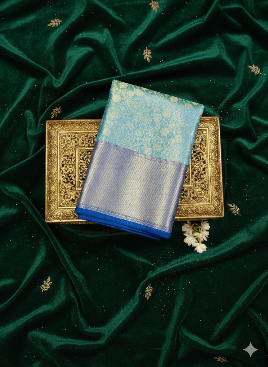 Tissue Silk Saree Sea Green Colour